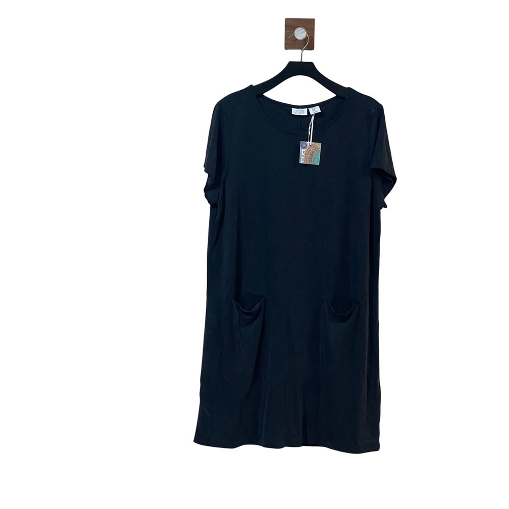 Sigrid Olsen Perfect T-Shirt Dress Black Charcoal NWT Minimalist Lagenlook  
 XL
